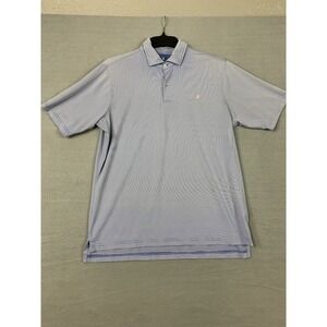 Fairway & Greene Polo Shirt Men Medium Blue Striped Golf Preppy